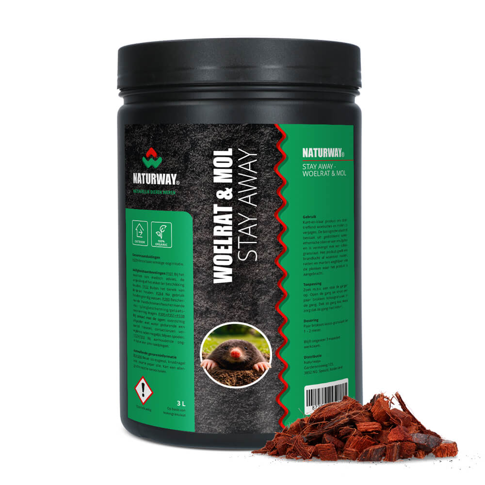 Naturway Stay Away | 3 Liter | Mollen, Woelratten & Katten Verjagen | 3 Maanden | Biologisch