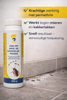 ONE FPP Mieren- & Kakkerlakpoeder | 300 gram | Permethrin | Strooiflacon | Snel & Langdurig