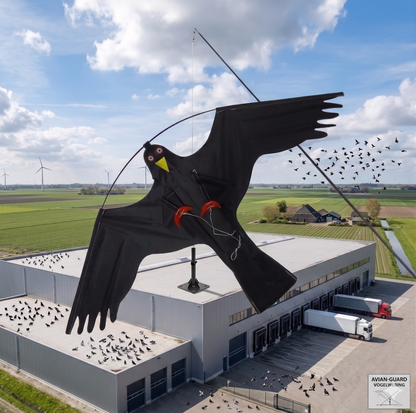 Vogelverschrikker vlieger op beveiligingscamera – diervriendelijke vogelwering