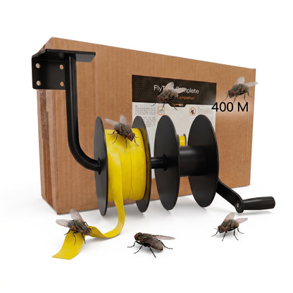 Complete Set Vliegenlint | 400 Meter + Afrolapparaat | Fluor | Stal & Veehouderij
